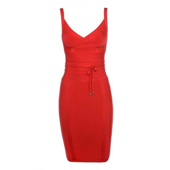 House Of CB ● Belice Red Tie Waist Bandage Dress ● Sales