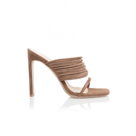 House Of CB ● Evangeline Mocha Square Toe Strappy Sandals ● Sales