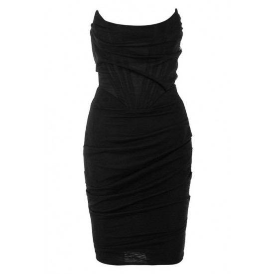 House Of CB ● Leila Black Mesh Strapless Corset Dress ● Sales