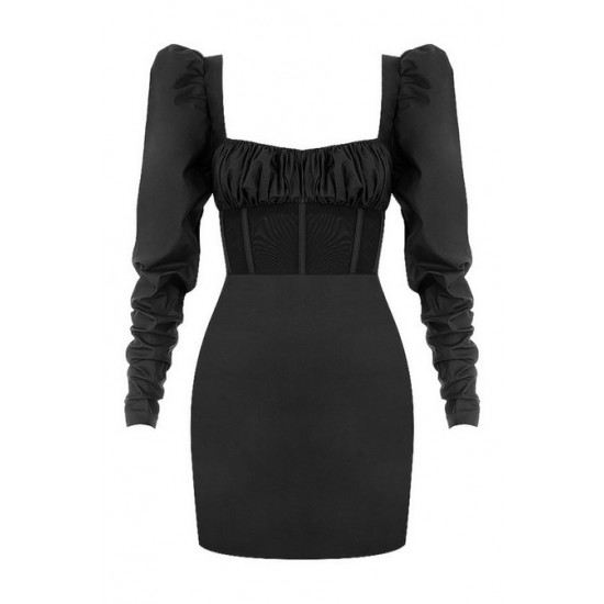 House Of CB ● Mistress Rocks Perfect Match Black Puff Sleeve Corset Dress ● Sales