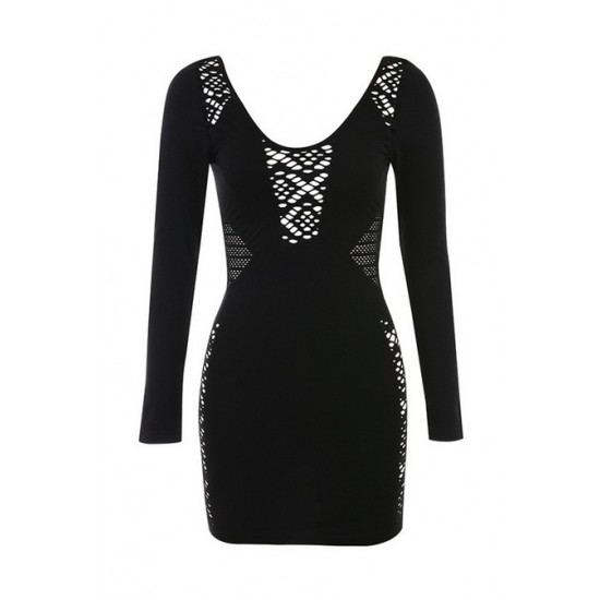 House Of CB ● Alana Black Stretch Knit Mini Dress ● Sales