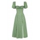 House Of CB ● Tallulah Green Tonal Floral Puff Sleeve Midi Dress ● Sales