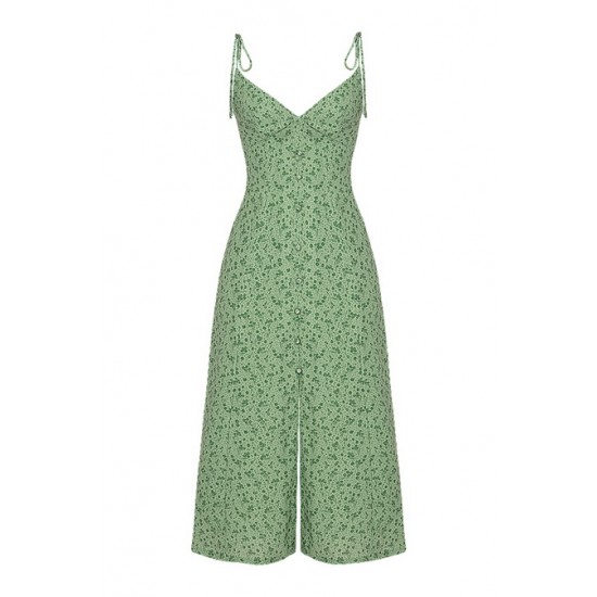 House Of CB ● Cornelia Green Tonal Floral Midi Dress ● Sales