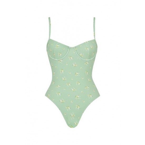 House Of CB ● Aguilla Olive Floral Print Underwired Swimsuit ● Sales