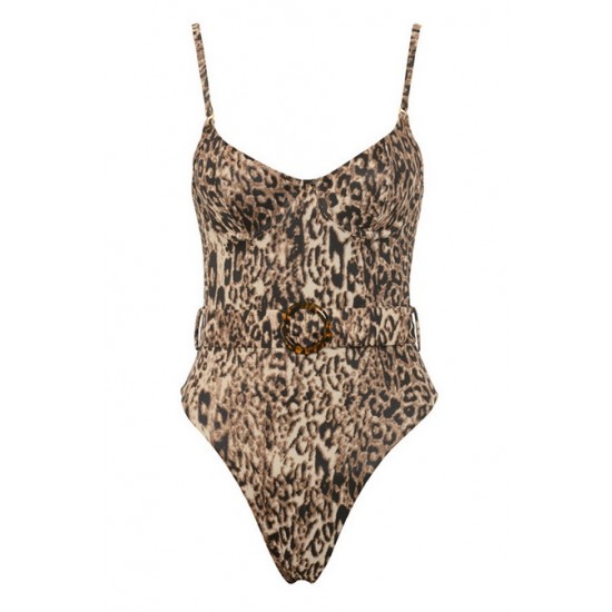 House Of CB ● Aguilla Leopard Belted One Piece Swimsuit ● Sales