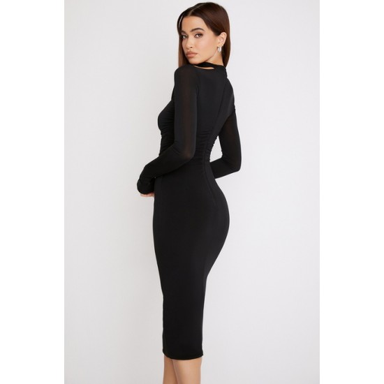 House Of CB ● Aline Black Jersey Cutout Midi Dress ● Sales