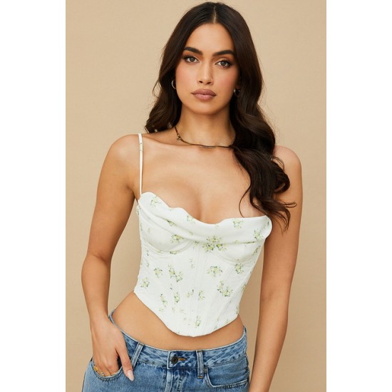 House Of CB ● Bea Ivory Floral Draped Corset ● Sales