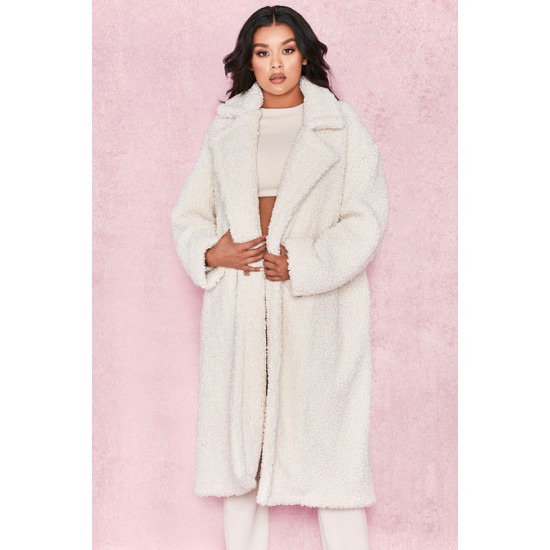 House Of CB ● Bear Milk White Faux Fur Sherpa Coat ● Sales