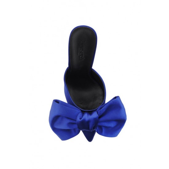 House Of CB ● Beaubelle Cobalt Blue Oversized Bow Mules ● Sales