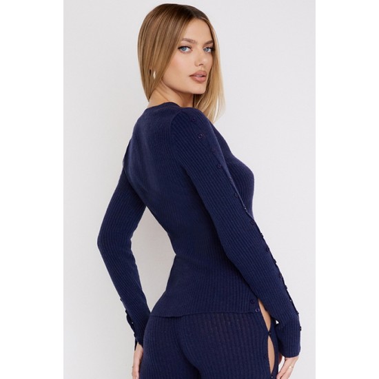 House Of CB ● Believe Navy Ribbed Knit Cardigan ● Sales