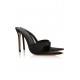 House Of CB ● Bella Black Satin Pointed High Heel Mules ● Sales