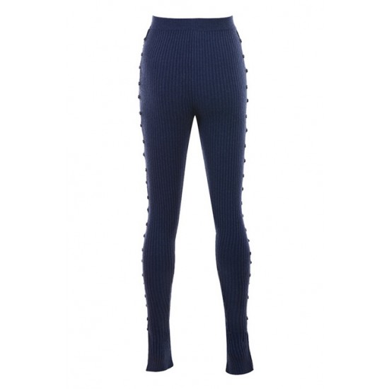House Of CB ● Belong Navy Ribbed Knit Trousers ● Sales