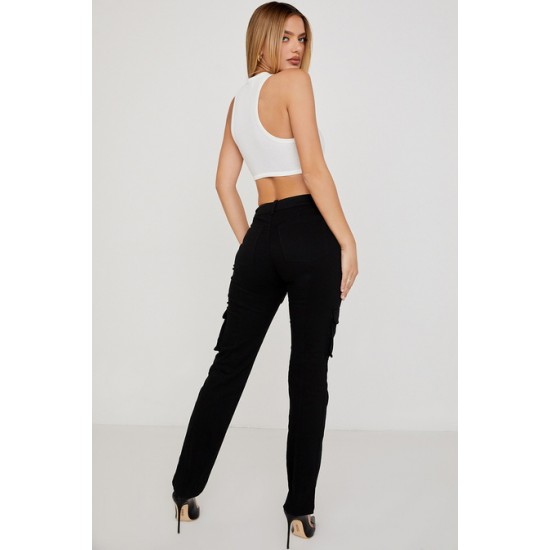 House Of CB ● Breanna Black Lace Up Cargo Trousers ● Sales