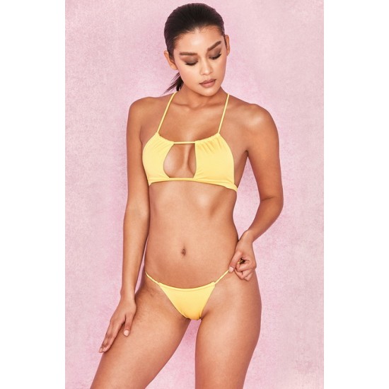 House Of CB ● Cartagena Bright Yellow Twist Back Bikini Two Piece ● Sales