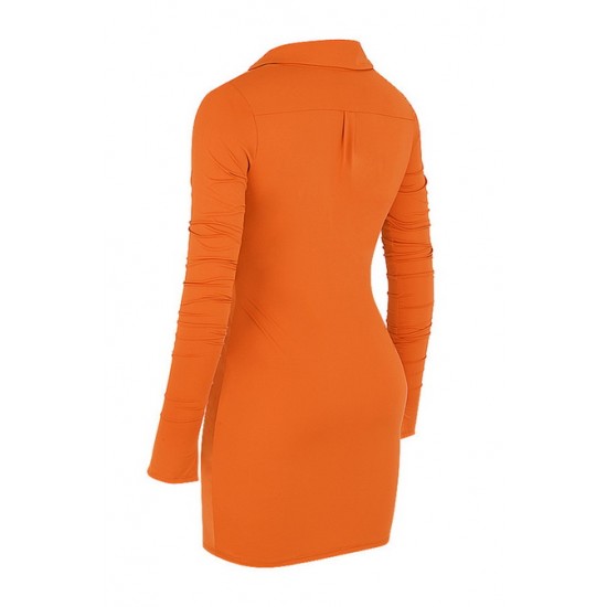House Of CB ● Mistress Rocks Marquis Orange Long Sleeved Mini Dress ● Sales