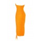 House Of CB ● Mistress Rocks Liaison Orange Strapless Ruched Midi Dress ● Sales