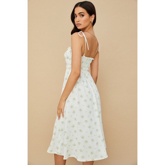 House Of CB ● Christabel Ivory Floral Shirred Midi Dress ● Sales