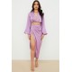 House Of CB ● Constance Lilac Silky Satin Draped Skirt ● Sales
