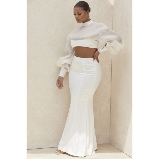 House Of CB ● Daphne Ivory Fit and Flare Maxi Skirt ● Sales