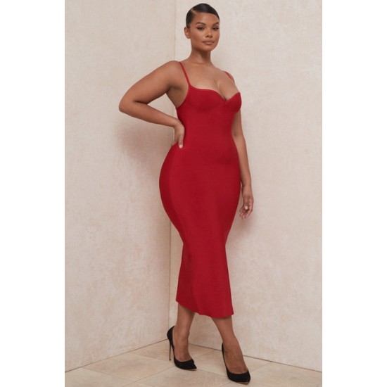 House Of CB ● Domenica Red Sweetheart Neckline Bandage Dress ● Sales