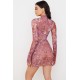 House Of CB ● Dylan Purple Printed Mesh Lace Up Mini Dress ● Sales
