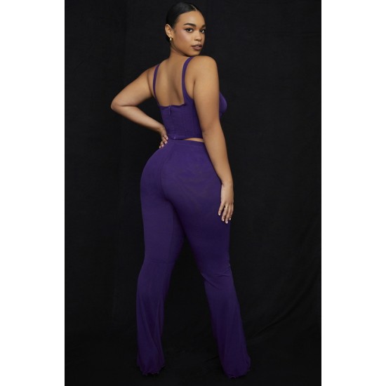 House Of CB ● Erin Grape Mesh Trousers ● Sales