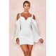 House Of CB ● Eva White Corset Dress with Blouson Sleeves ● Sales