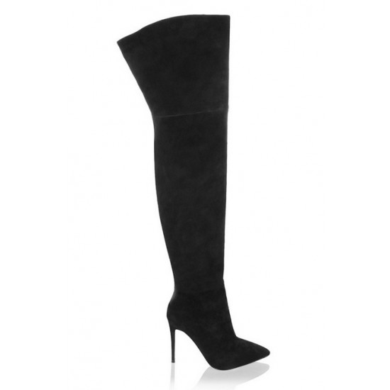 House Of CB ● Extraordinaire Black Real Suede Thigh Boots ● Sales