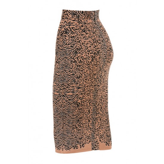 House Of CB ● Giannelli Leopard Print Midi Length Bandage Skirt ● Sales
