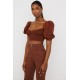 House Of CB ● Lavanna Cocoa Puff Sleeve Cropped Top ● Sales