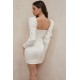 House Of CB ● Maia Ivory Satin Puff Sleeve Mini Dress ● Sales