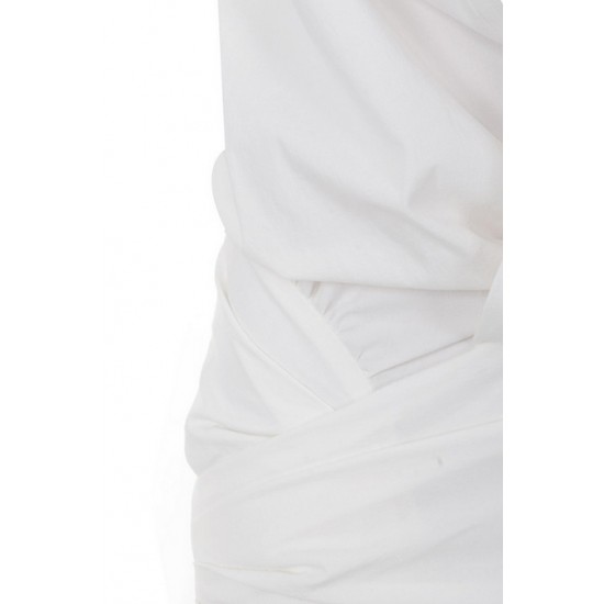 House Of CB ● Nicolette White Draped Shirt Dress ● Sales