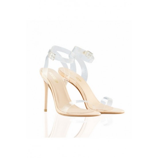 House Of CB ● GHOST Clear Straps Beige Leather Sandals ● Sales
