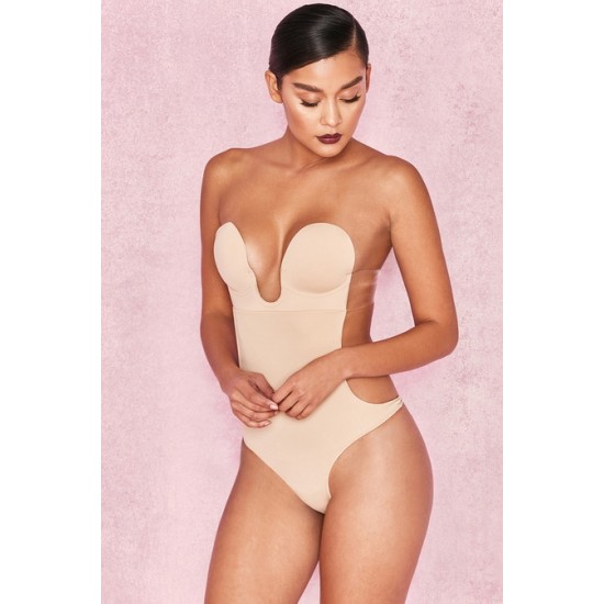 House Of CB ● Beige Plunge Self Adhesive Backless Bodysuit ● Sales