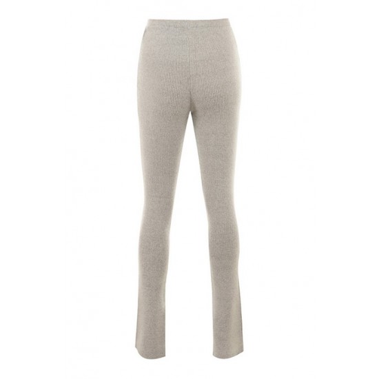 House Of CB ● Raven Oatmeal Ribbed Knit Flared Trousers ● Sales