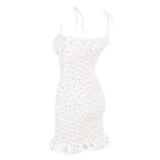 House Of CB ● Allie White Floral Shirred Mini Dress ● Sales
