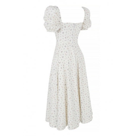 House Of CB ● Tallulah White Floral Puff Sleeve Midi Dress ● Sales