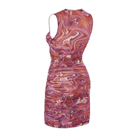 House Of CB ● Elodie Purple Swirl Gathered Beach Dress ● Sales