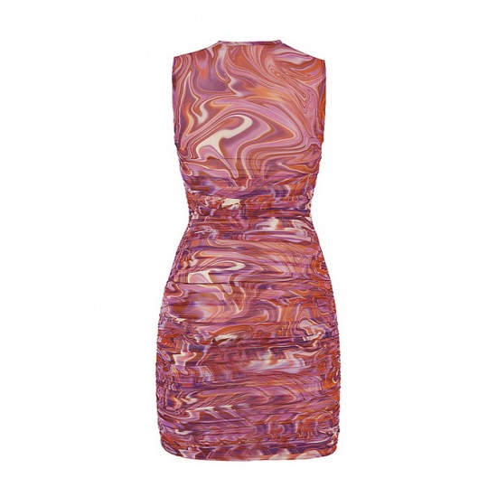House Of CB ● Elodie Purple Swirl Gathered Beach Dress ● Sales