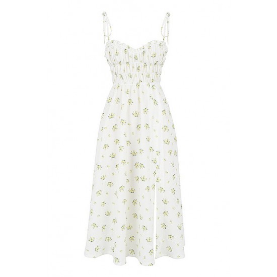 House Of CB ● Christabel Ivory Floral Shirred Midi Dress ● Sales