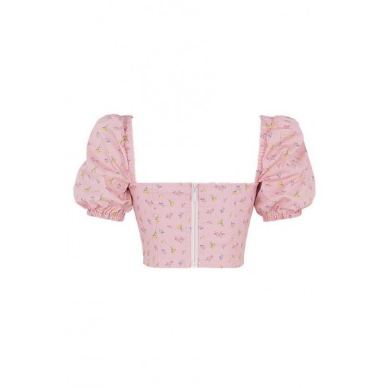 House Of CB ● Arianna Pink Floral Puff Sleeve Corset ● Sales