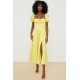 House Of CB ● Tallulah Yellow Floral Puff Sleeve Midi Dress ● Sales