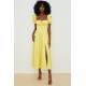 House Of CB ● Tallulah Yellow Floral Puff Sleeve Midi Dress ● Sales