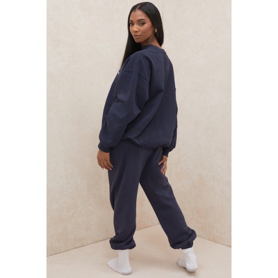House Of CB ● Cloud Navy Brushback Jogging Trousers ● Sales